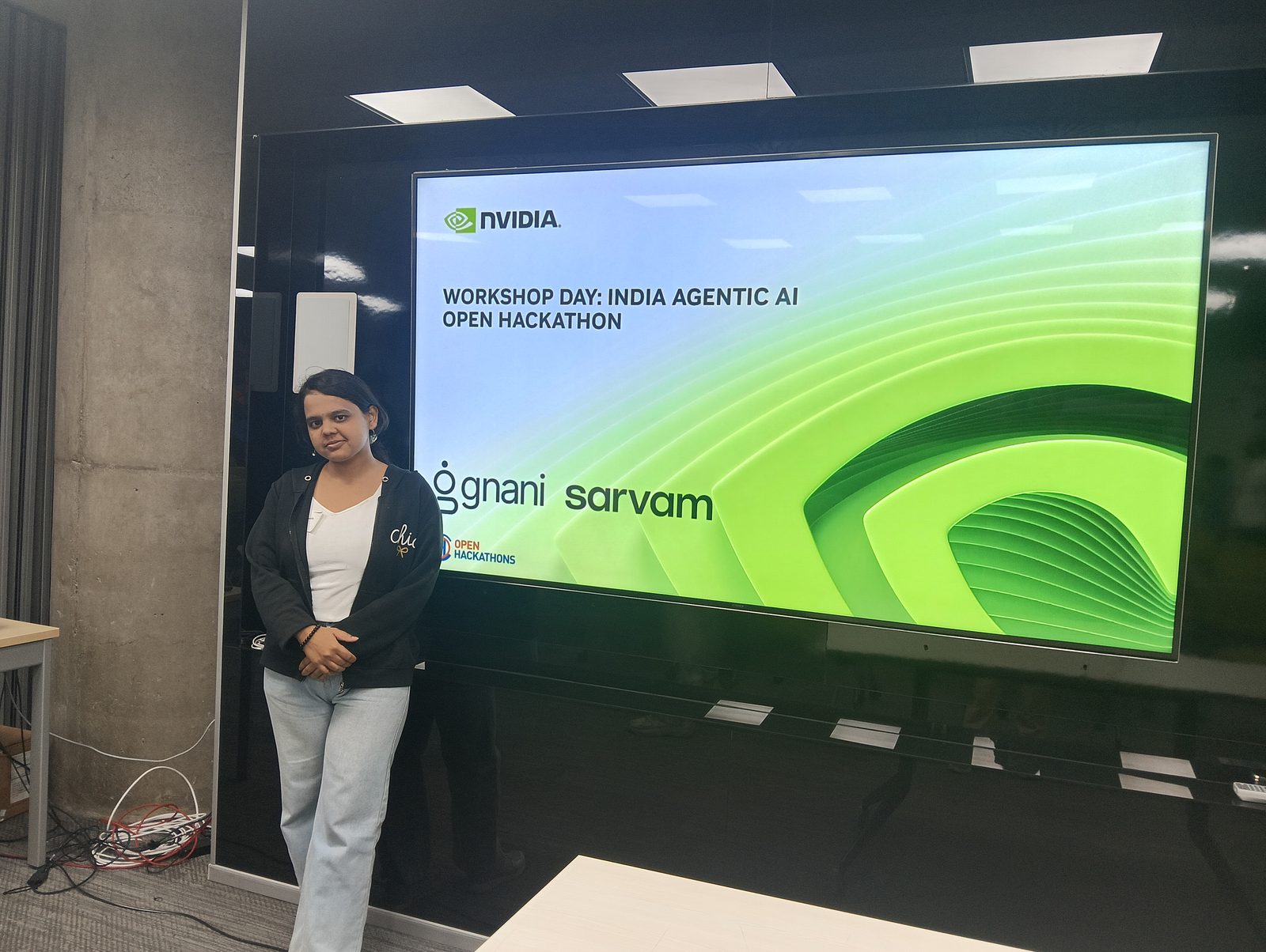 Divya at NVIDIA's India Agentic AI Open Hackathon in Pune